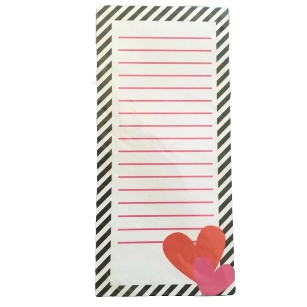 Valentine’s Planner Stationery Set List Pad Sticky Notes Hearts Herringbone